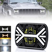 1pc 36w 9600lm 5x7 led square fog light with white amber turn signal fit for jeep cherokee xj ford e series f series