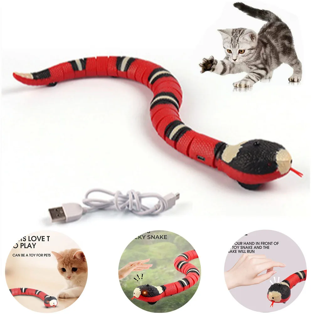 

Smart Sensing Snake Interactive Cat Toys Automatic Toys For Cats USB Charging Accessories Kitten Toys For Pet Dogs Game Play Toy