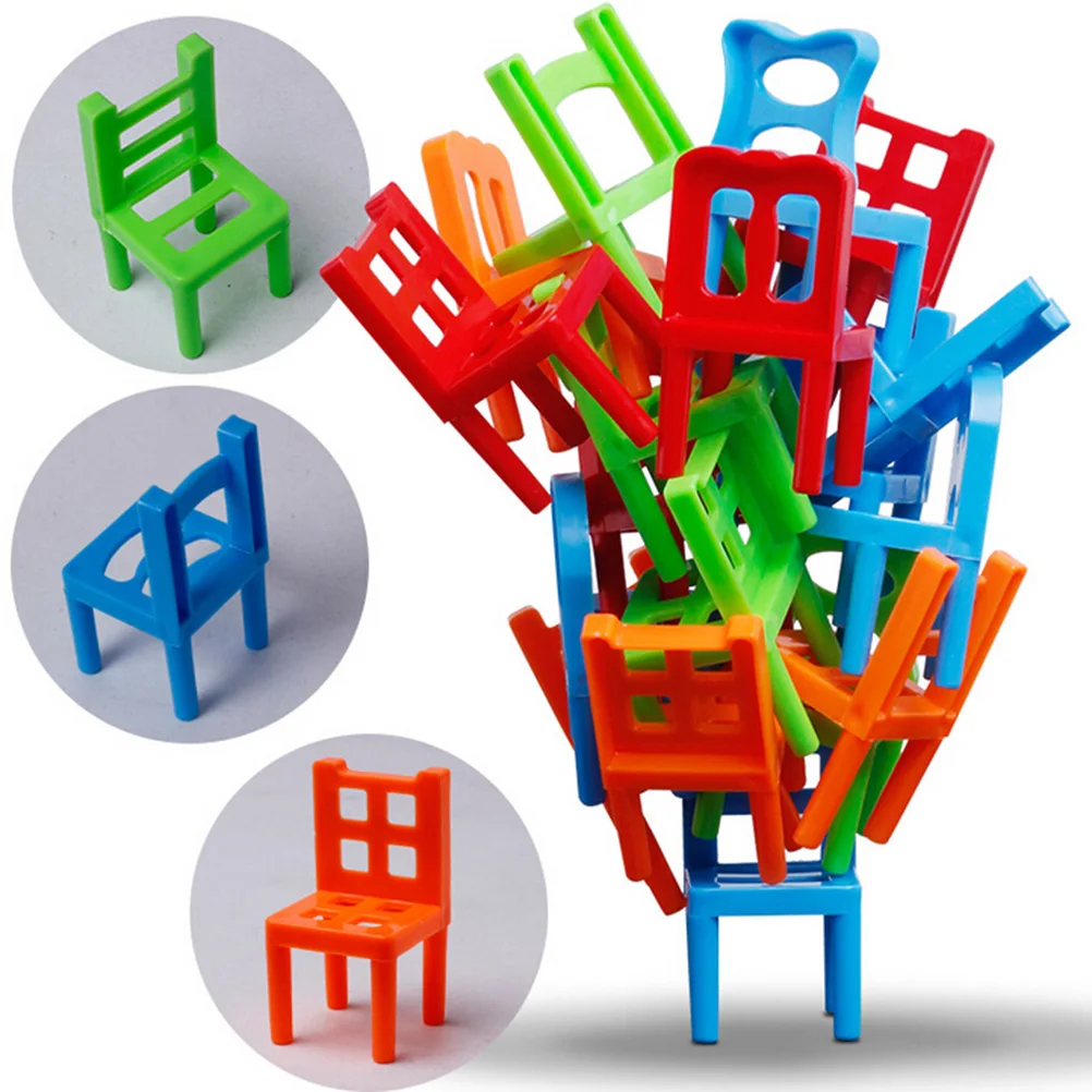 

18Pcs Family Board Game Balance Stacking Chairs Chair Stool Game Monkeydeal 15*20.5*3.5CM Children Educational Toy
