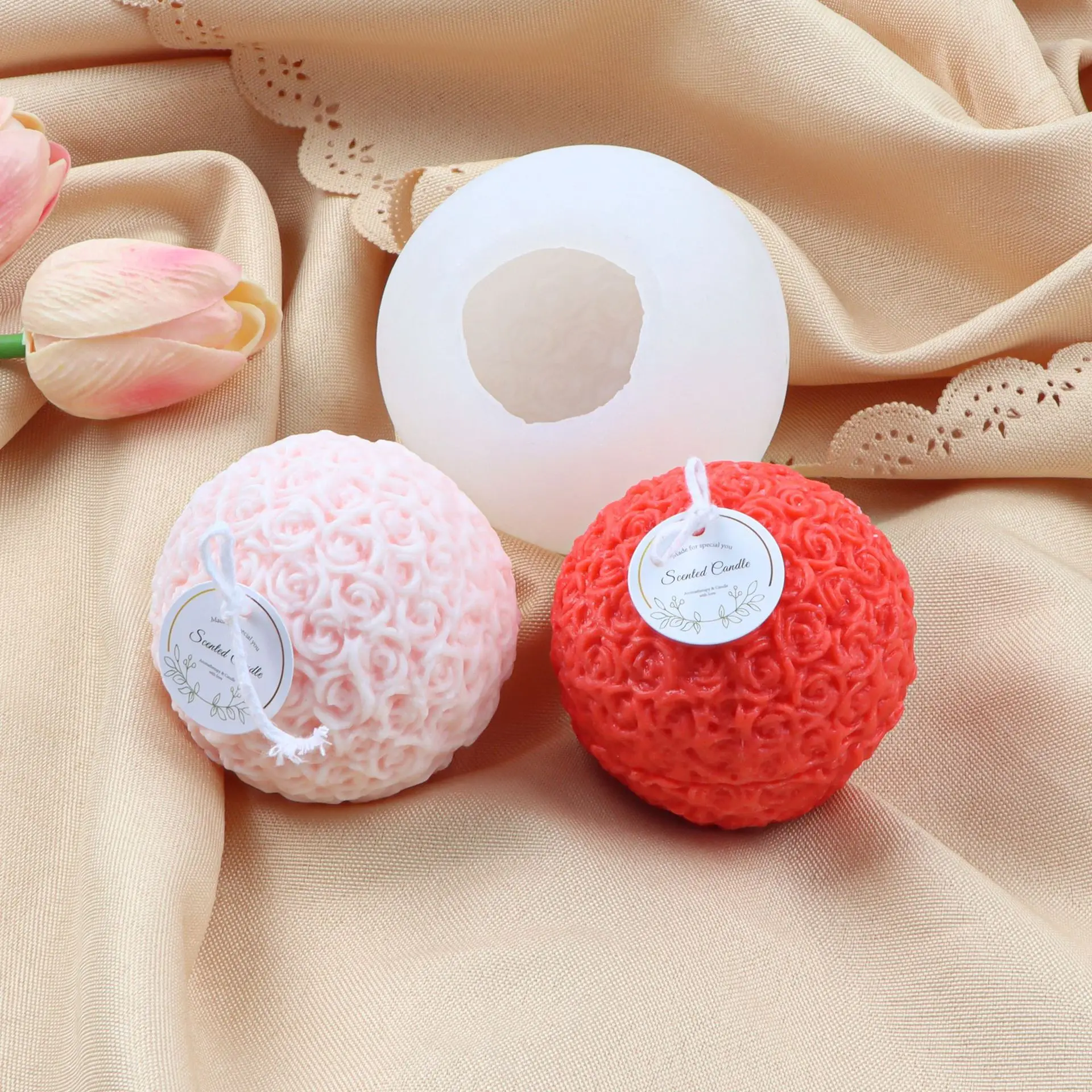 

Round Flower Candles Silicone Molds Ice Shape Plaster Cement Resin Molding Soap Casting Making Supplies Home Decorative