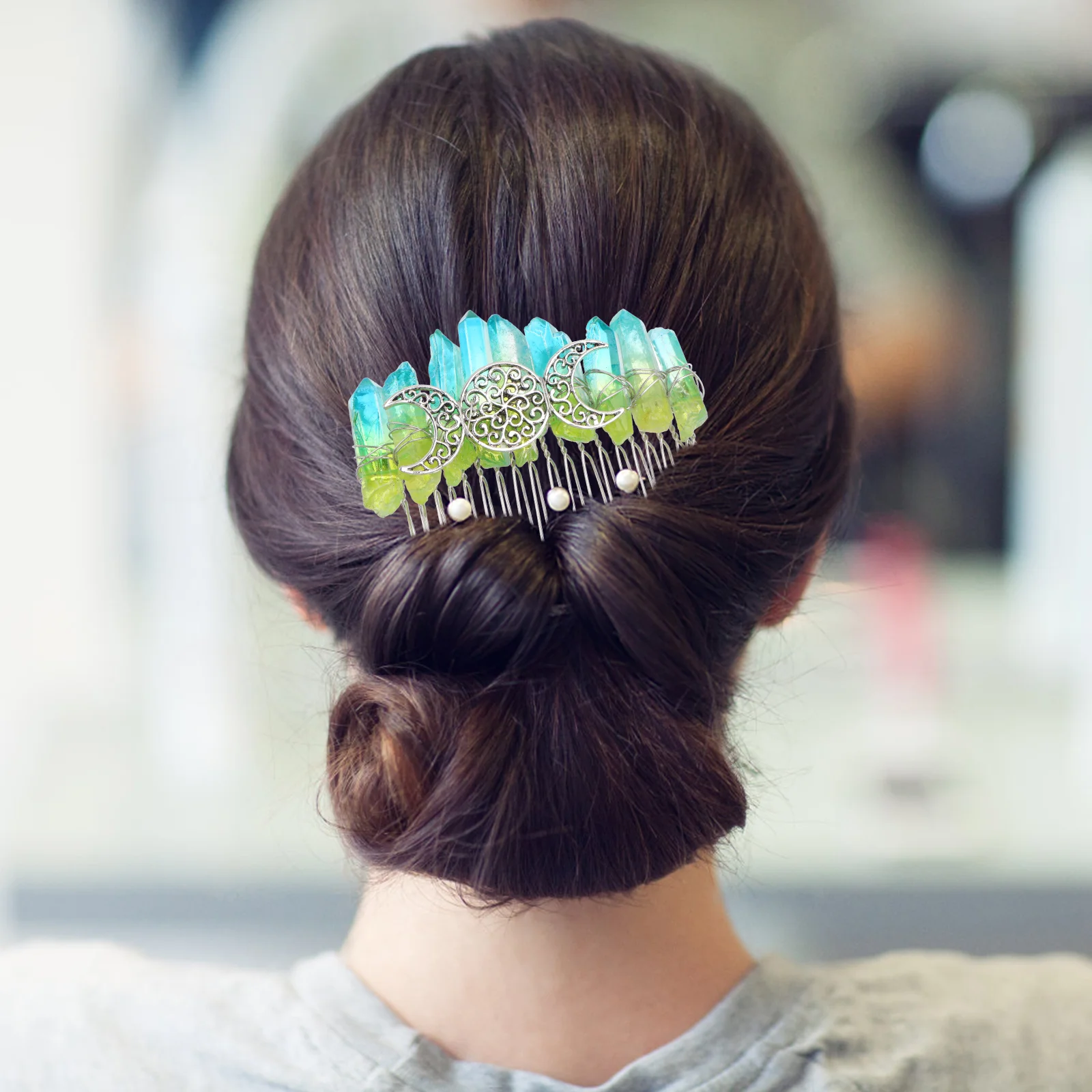 Niang Серебряная расческа для волос с 20 зубьями сделай сам декор узором в виде трех