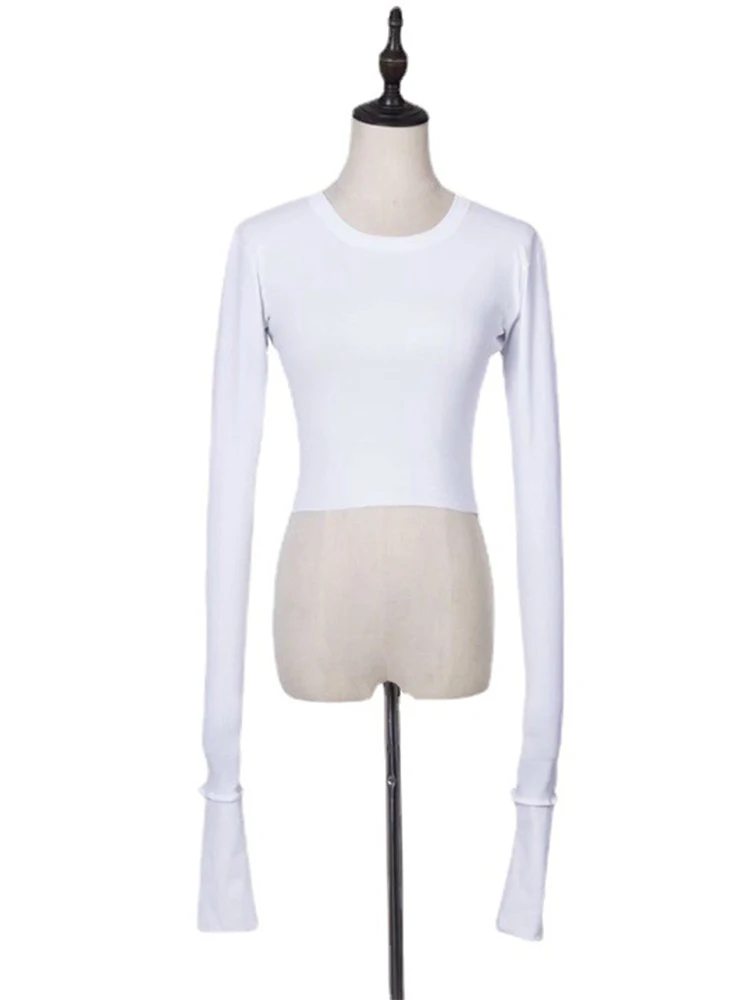 Spice Girl однотонная футболка женская с высокой талией тонкие короткие обтягивающие