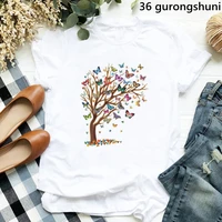 colorful butterfly tree print t shirt women clothes 2022 cool casual tshirt femme hipster funny t shirt female o neck tops tee