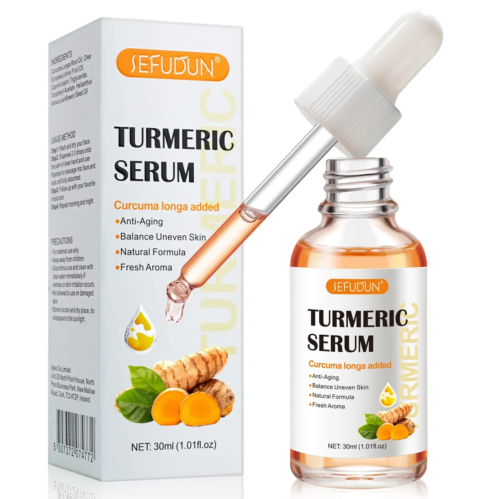 

30ml Turmeric Whitening Freckles Serum Remove Dark Spots Melasma Brighten Lighten Melanin Improve Dull Anti-aging Face Skincare