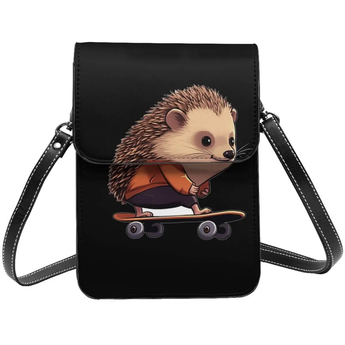 

Сумка на плечо для скейтбординга с изображением ежика, милые животные, уличная одежда для домашних питомцев, женская модель, сумка в подарок, забавные кожаные сумки