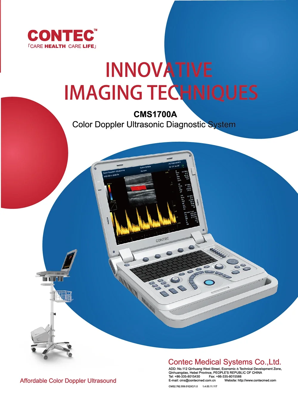 CONTEC CMS1700A-VET Цветной Допплер ветеринарная ультразвуковая сонография