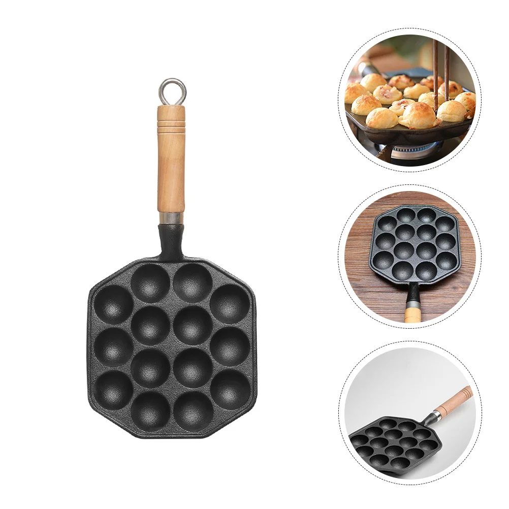 

Takoyaki Grill Pan 14 Holes Non Japanese Takoyaki Tray Escargot Dish Round Pancakes Plate for Home Kitchen Accessories