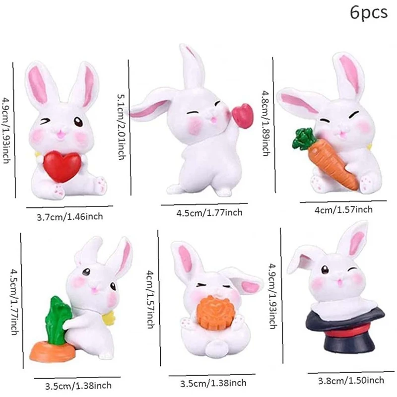 Миниатюрная Фигурка кролика из мультфильма 6 шт. миниатюрные Ландшафтные