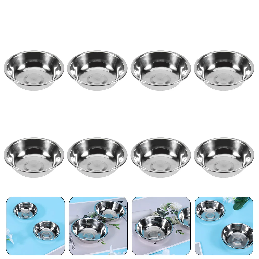

8 Pcs Stainless Steel Plate Serving Saucers Ketchup Seasoning Snack Dishes Soy Round Platter Appetizer Plates Pickles
