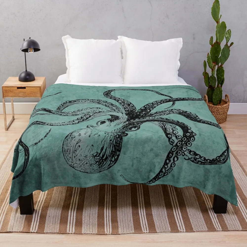 

Vintage Octopus Throw Blanket velour throw rug