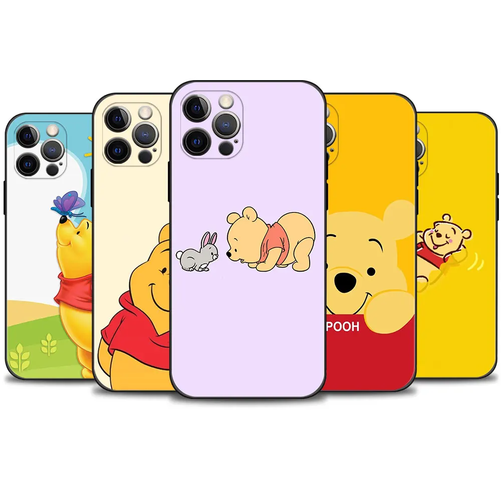

For iPhone 8 Plus XR XS 11 X 13 Pro Max 12 7 14 SE 6 6S 5 SE2022 5S Mini Fundas Disney honey Winnie the pooh yellow Fashion