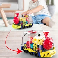 electric transparent gear train toy car with light music flashing rotating mechanical gear toy early education toy gift for kids