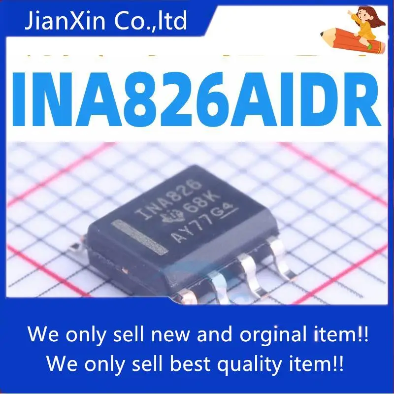 

10pcs 100% orginal new INA826AIDR INA826AID INA826 TI chip SMD SOP8