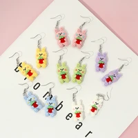 korean fashion new creativity multi color cartoon animal strawberry rabbit pendant earrings for women jewelry accessories gifts