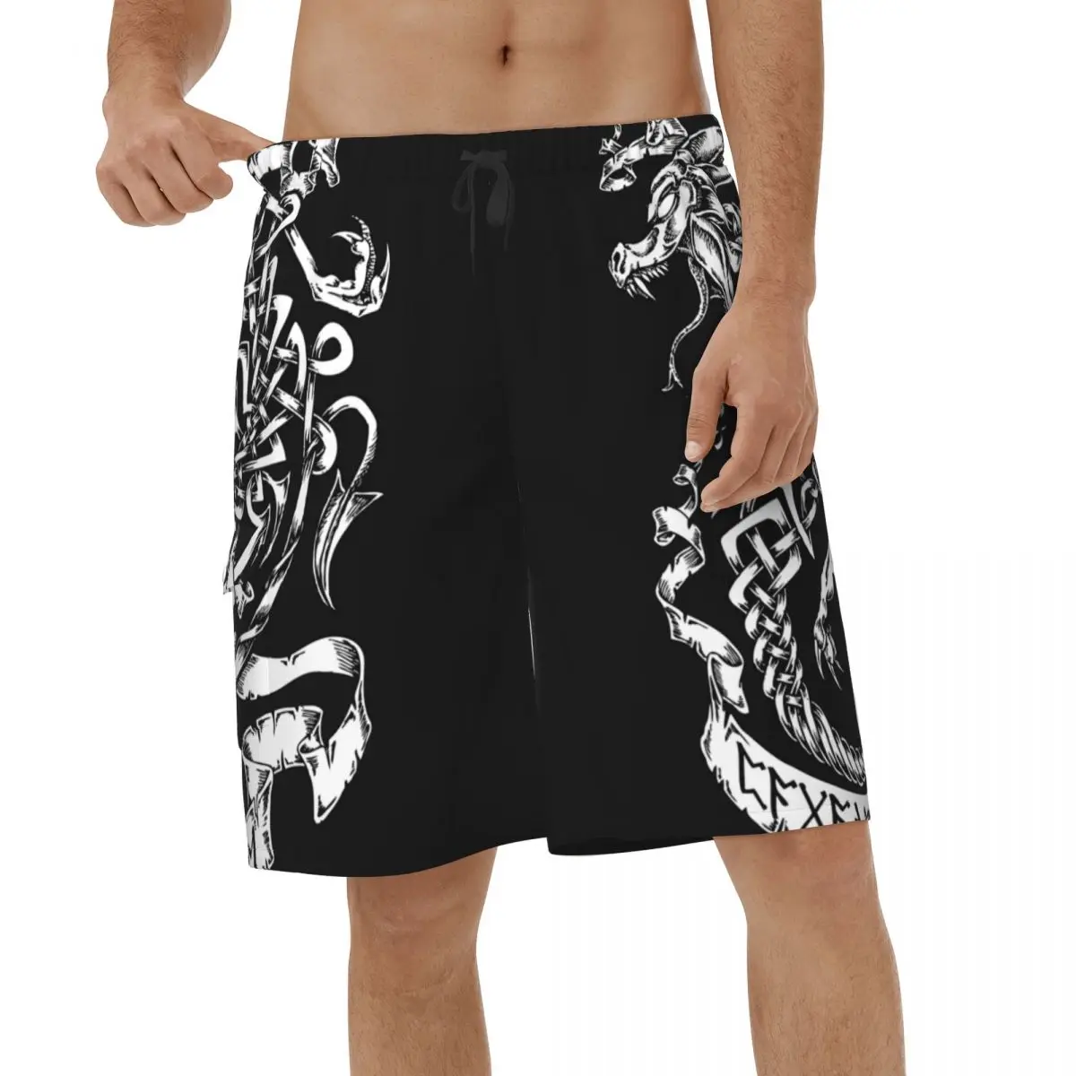 

Casual Viking Old Pride Dragon Men 3D Printed Beach Shorts Sports Board Shorts Vacation Swimsuits Male Quick Dry Short Pants