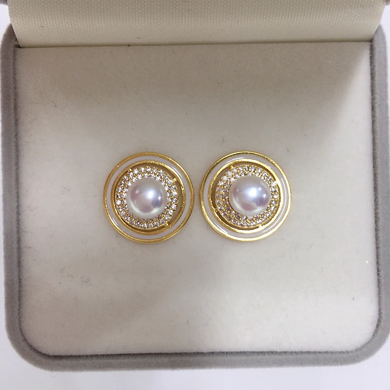 ZHBORUINI 2024 серьги из натурального пресноводного жемчуга с круглым темпераментом