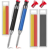 solid carpenter pencil set with 6 refill leads built in sharpener marking tool woodworking deep hole mechanical pencils scriber
