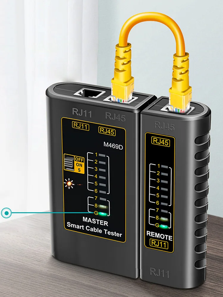 

Тестер кабеля Ethernet RJ11 RJ45, сетевой тестер для кабеля передачи данных RJ45, RJ11, легко читаемый светодиодный дисплей, огнестойкий, АБС-пластик