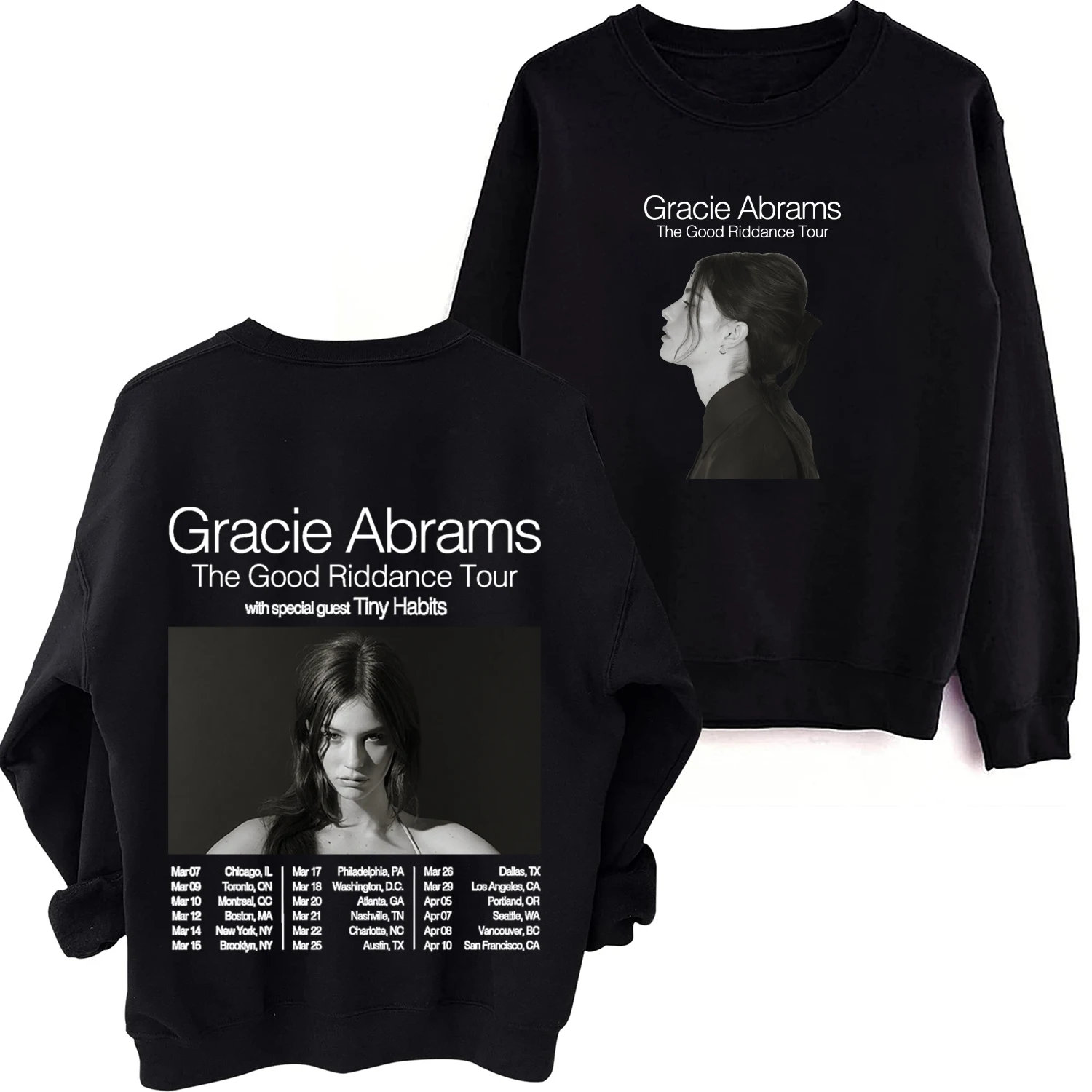Gracie Abrams The Good Riddance Tour 2024 с круглым вырезом и длинными рукавами весна осень унисекс