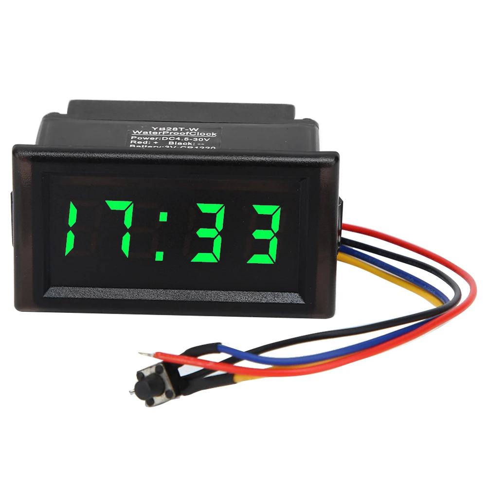 

DC4.5-30V Waterproof Dustproof Car Auto Electronic Clock LED Digital Display (green) Clock