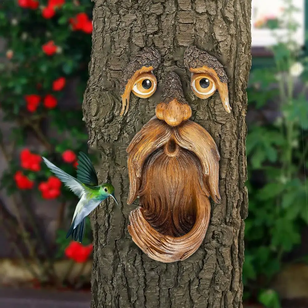 

Tree Hugger Bird Feeder Garden Unique Decoration Waterproof Resin Art Bird Tree Decor Feeder B4Y8