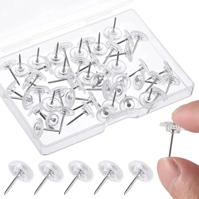 

50 Pieces Push Pin Transparent Wall Tacks Household Pushpin Corkboard