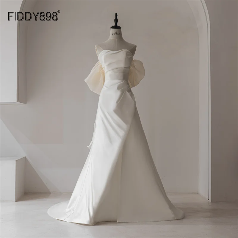 

FIDDY898 Strapless Wedding Dress Woman Elegant Mermaid Split Leg Open Satin Bridal Gown For Bride for Women QD06257