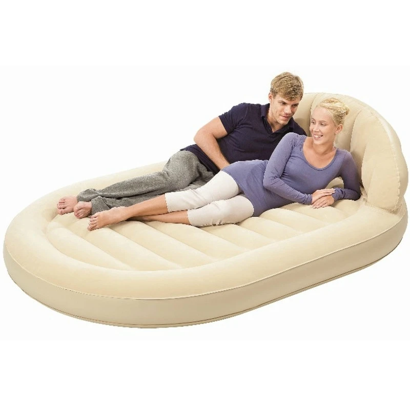 

Inflatable Air Mattress Sofa Bed PVC Air Mattresses Airbed Heightening Widening Double Oval Backrest Flocking Surface