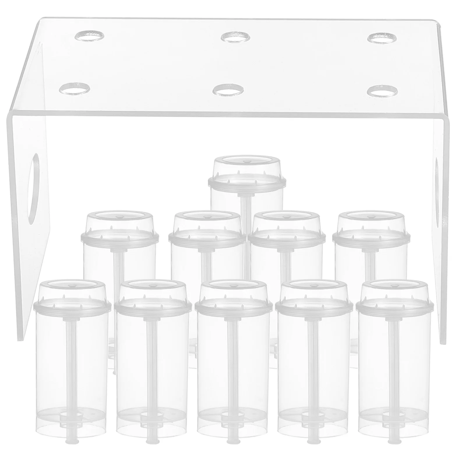 

10 Pcs Push Cake Shooter Baking Supplies Cups Cupcake Holder Lid Stand Pops Containers Lids Rack Clear Cylinder Plastic Dessert