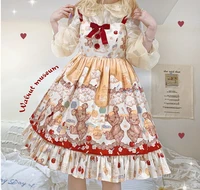 coolfel japanese kawaii jsk lolita dress women cute lace bow aesthetic princess party dress girly y2k fairy vestidos