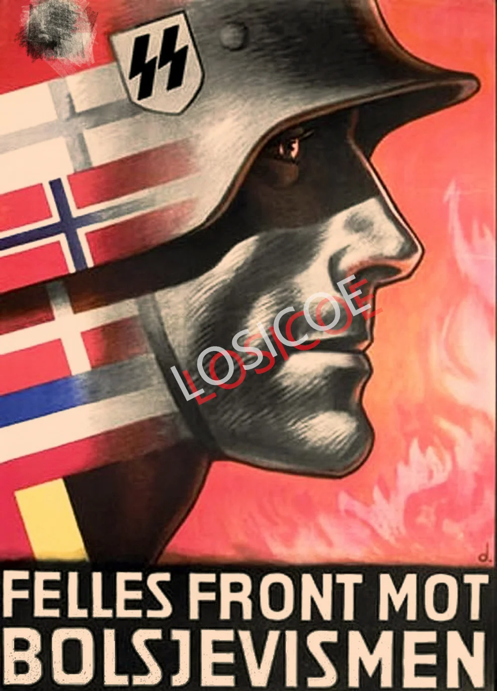 

1943 Felles Front Mot Bolsjevismen WW II Wallpaper Wall Art Painting War Military Poster Retro Kraft Paper Drawing Wall Sticker