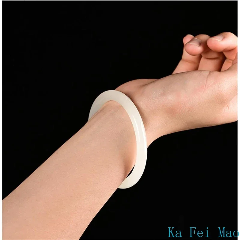 Натуральная яшма Хэтянь белый нефрит тонкий браслет персонализированный