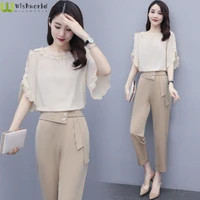 womens suit spring and summer korean version 2022 new foreign style slim casual pants fashion two piece set