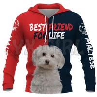 maltese 3d printed hoodies unisex pullovers funny dog hoodie casual street tracksuit