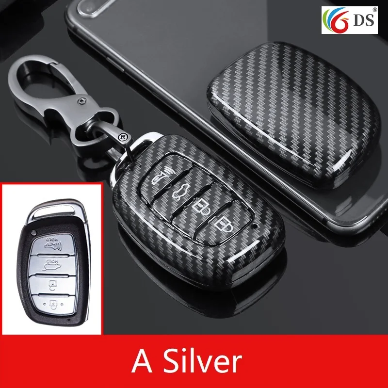 

Glossy Carbon fiber ABS Car case key cover shell set For Hyundai Creta I10 I20 Tucson Elantra Santa Fe 2016 2017 2018
