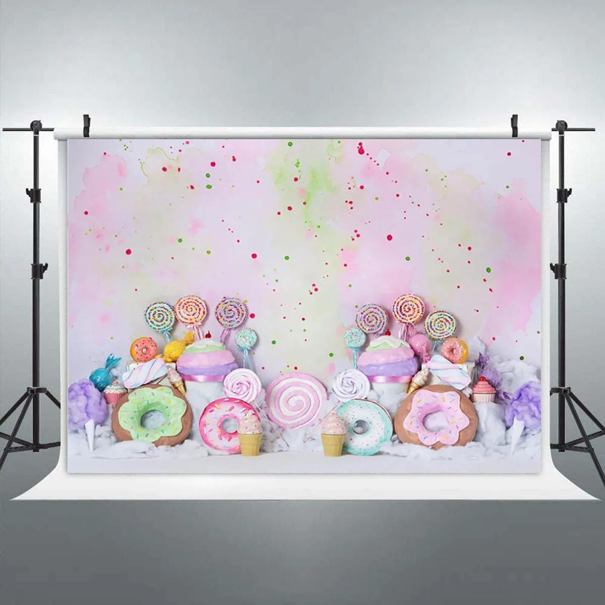 

Sweet Candy Kids Birthday Cake Smash Backdrops Donuts Lollipop Child Portrait Background Ice Cream Graffiti Wall Photo Studio