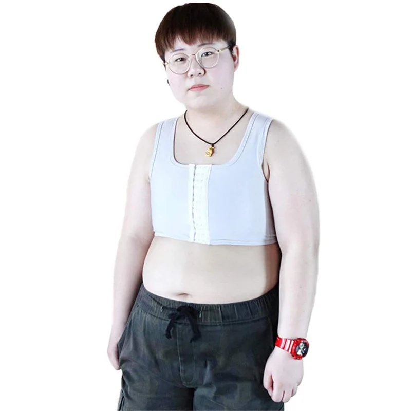 HaleyChan Women's Breathable Plus Siz Chest Binder Tomboy Trans Lesbian FTM Transgender Mesh Middle Hooks Crop Top Women Corset