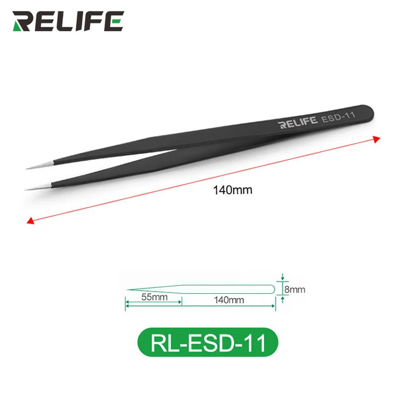 

Relife RL ESD 11 15 точный черный Антистатический пинцет прямые изогнутые немагнитные щипцы из нержавеющей стали ремонтные инструменты