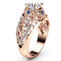 milangirl openwork floral zircon rose gold engagement ring for female fashion popular zircon wedding rings for women jewelry