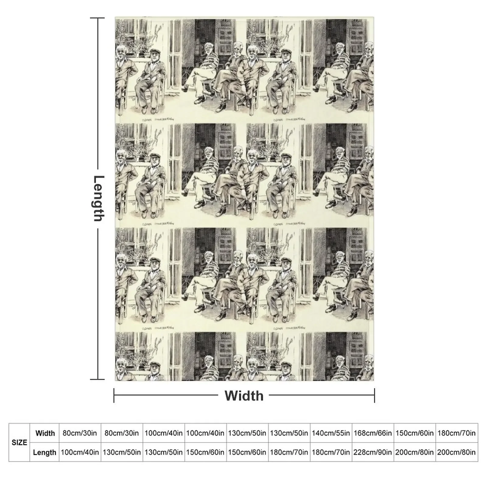 Четыре старых мужчин сидящих на улице - рисунок ручки Дон Сильвесте пледы пляжные