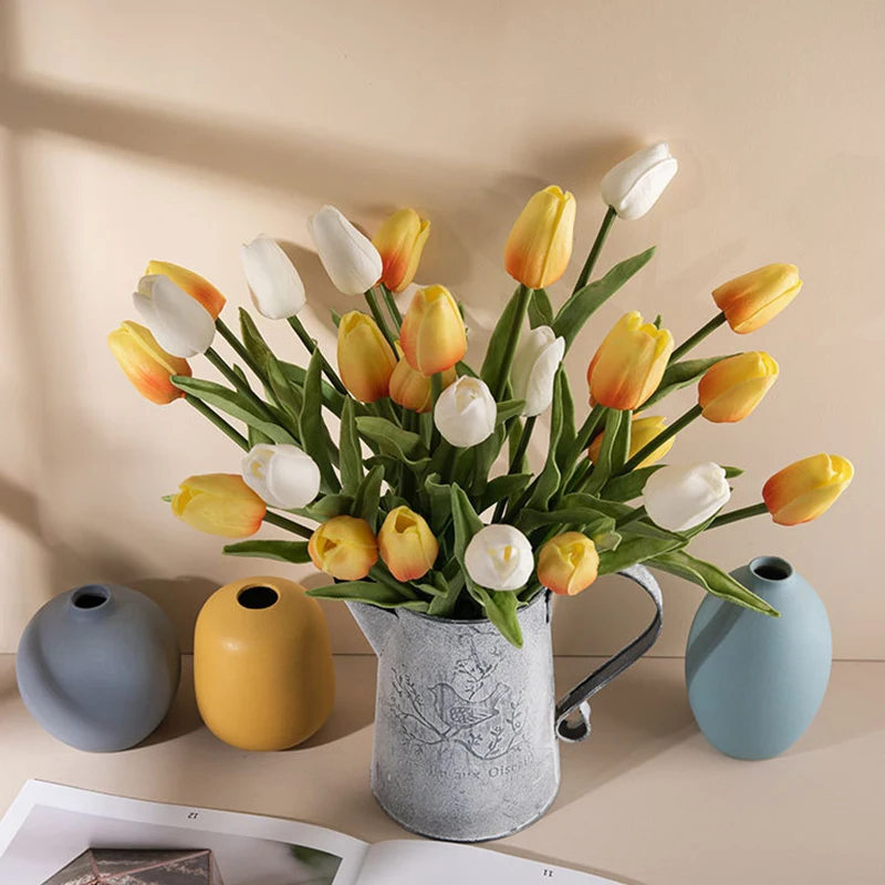 

35cm Artificial Flower Tulip Real Touch Tulips Bouquet Decorative Artificial Flowers Living Room Wedding Decoration Fake Flowers