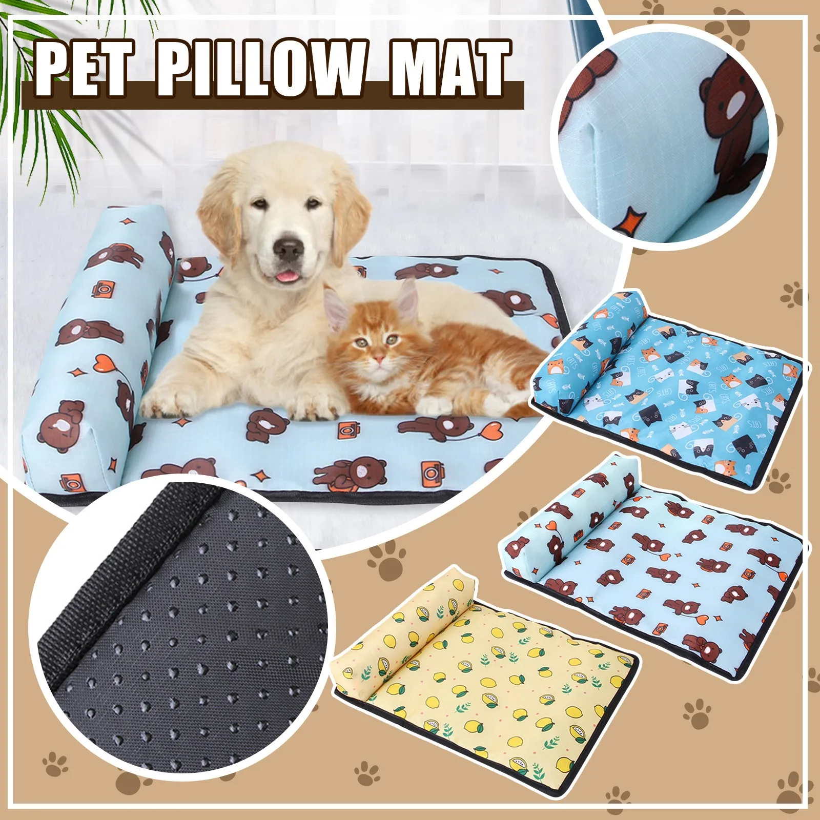

Summer Dogs Cooling Mat Pet Ice Silk Cool Bed Pet Cat Breathable Blanket Cushion Puppy Kitten Indoor Sofa Floor Mat Medium Size