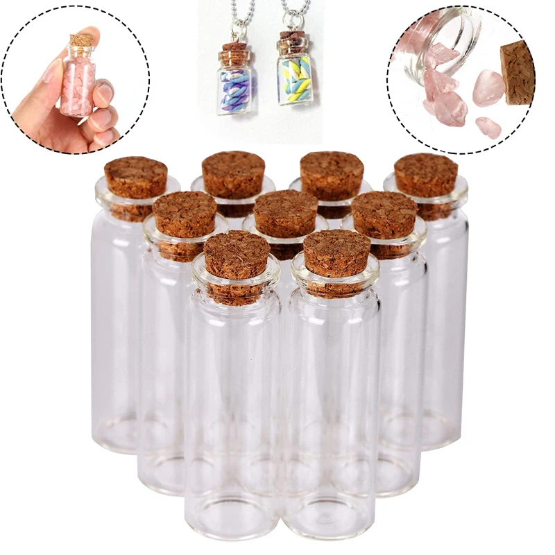 

5Pcs Mini Glass Bottles with Cork Stoppers Wishing Bottles 5ML-20ml DIY Decoration Tiny Glass Vials for Wedding Party Supplies