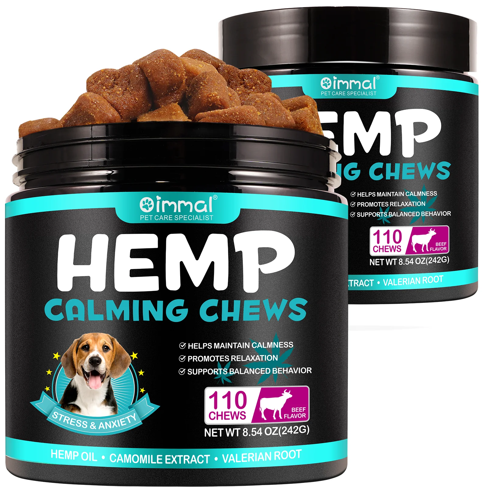 

Hemp Calming Chews for Dogs with Anxiety and Stress Soft Dog Calming Treats Help Pets Anxiety Relief Storms Barking Separation