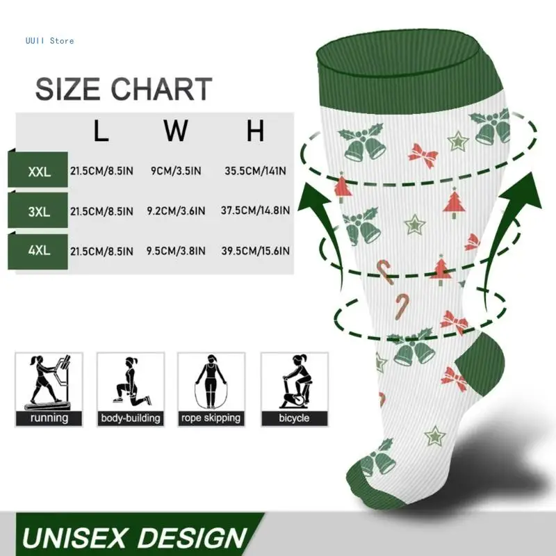 Компрессионные чулки с рождественским узором для женщин и мужчин поддерживающие