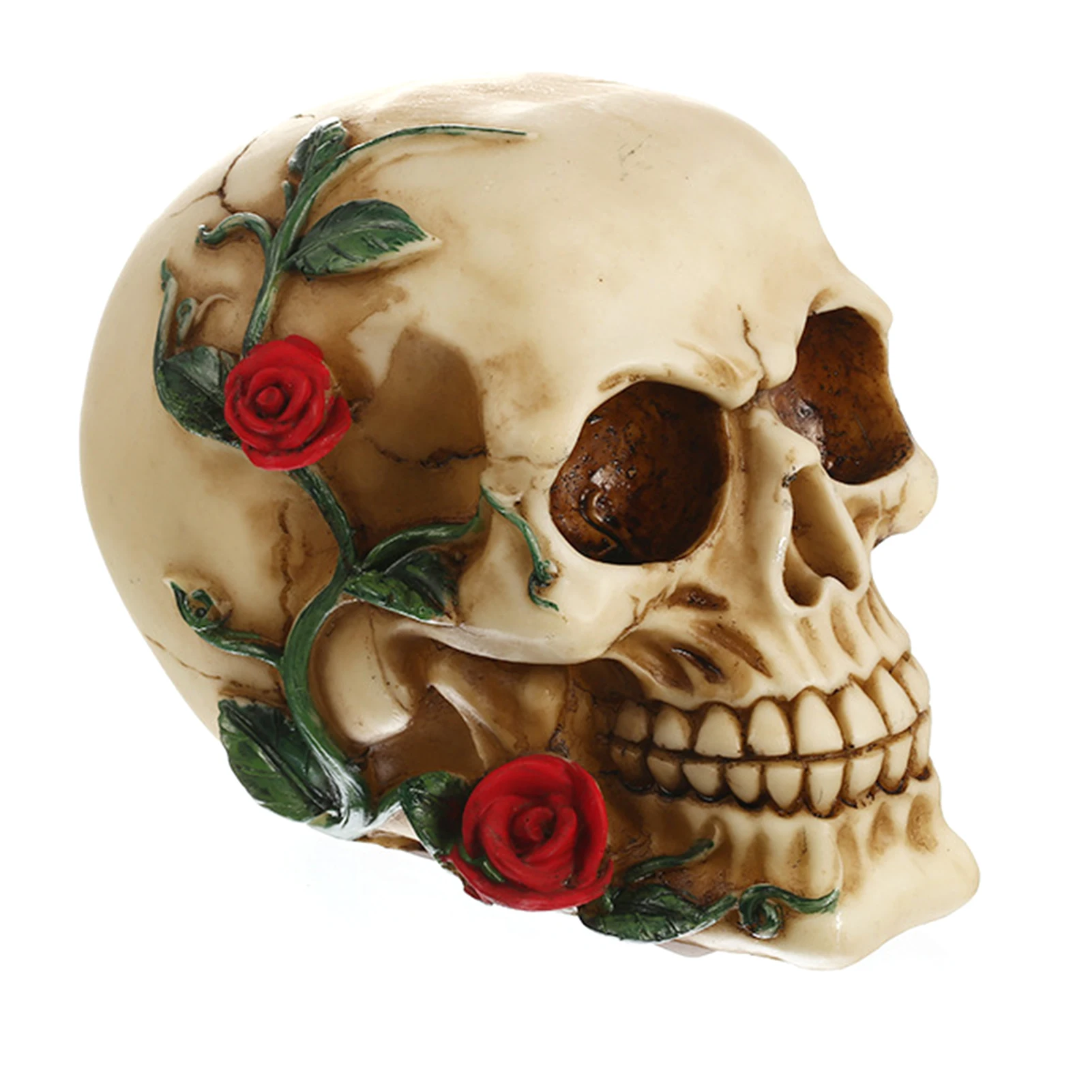 

Halloween Decor Table Home Red Rose Livingroom Gothic Resin Ornament Party Simulation Bar Gift Props Skull Figurine Store Layout