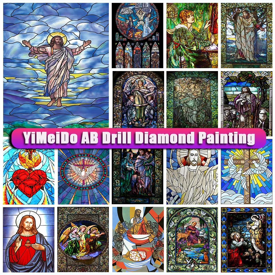 

YiMeido Zipper Bag DIY AB Diamond Painting Religion Jesus Art Full Square Round Diamond Mosaic Set Icon Cross Stitch Embroidery