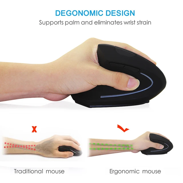 CHYI Ergonomic Vertical Mouse 2.4G Wireless Computer Gaming Mice USB Optical DPI Mouse Right Left Hand For Laptop PC Desktop 5