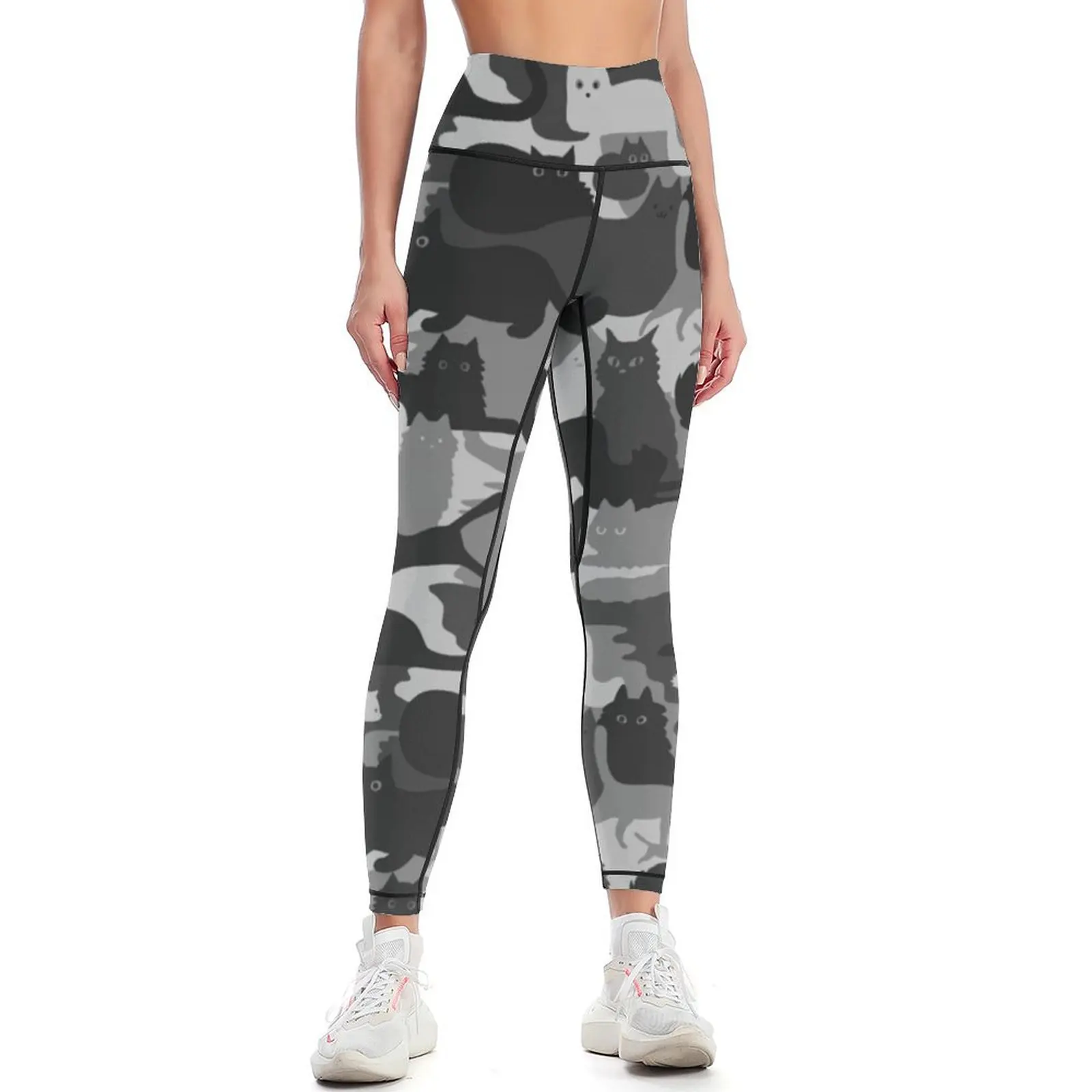 Камуфляжный узор с кошками | Серые и черные кошки Женская Спортивная одежда для
