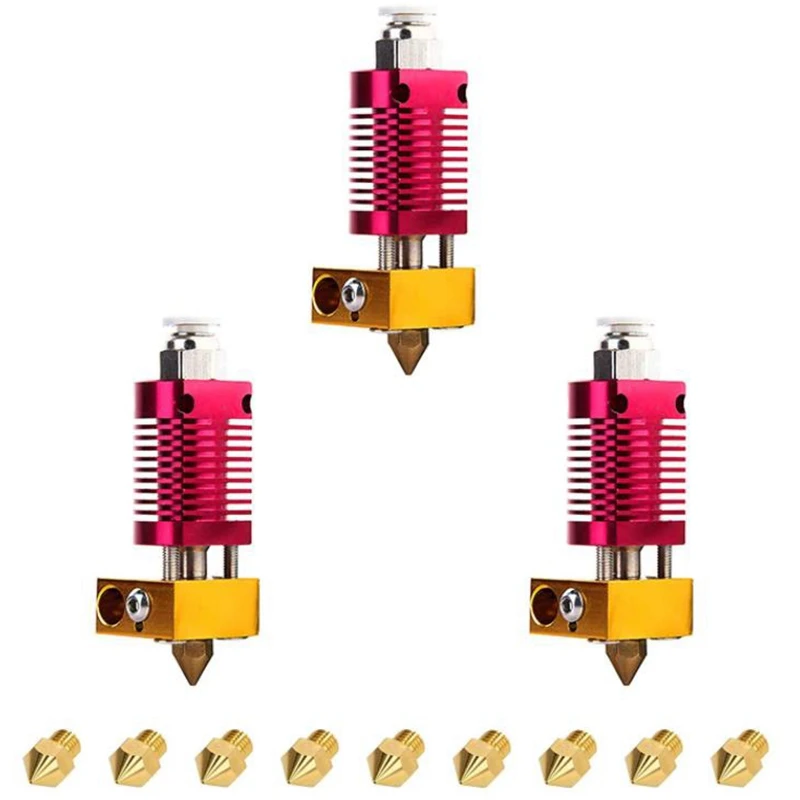 

3 Pcs 3D Printer Extruder Hotend with 9 PCS 4MM MK8 Nozzles Suitable for CR-10,CR10,CR10S,Ender 3,Ender 3 Pro,Ender 5